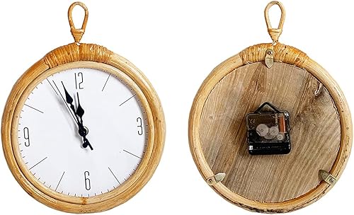 Miniatura 2 de A FEI Reloj de pared tejido a mano de ratán para colgar en la pared para el dormitorio del hogar sala de estar dormitorio