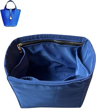 Purse Organizer Picotin 18 22 26 Insert Bags Organizer Makeup Handbag Organize Inner Purse Portable base shaper Premium Nylon Picotin 22, darkblue