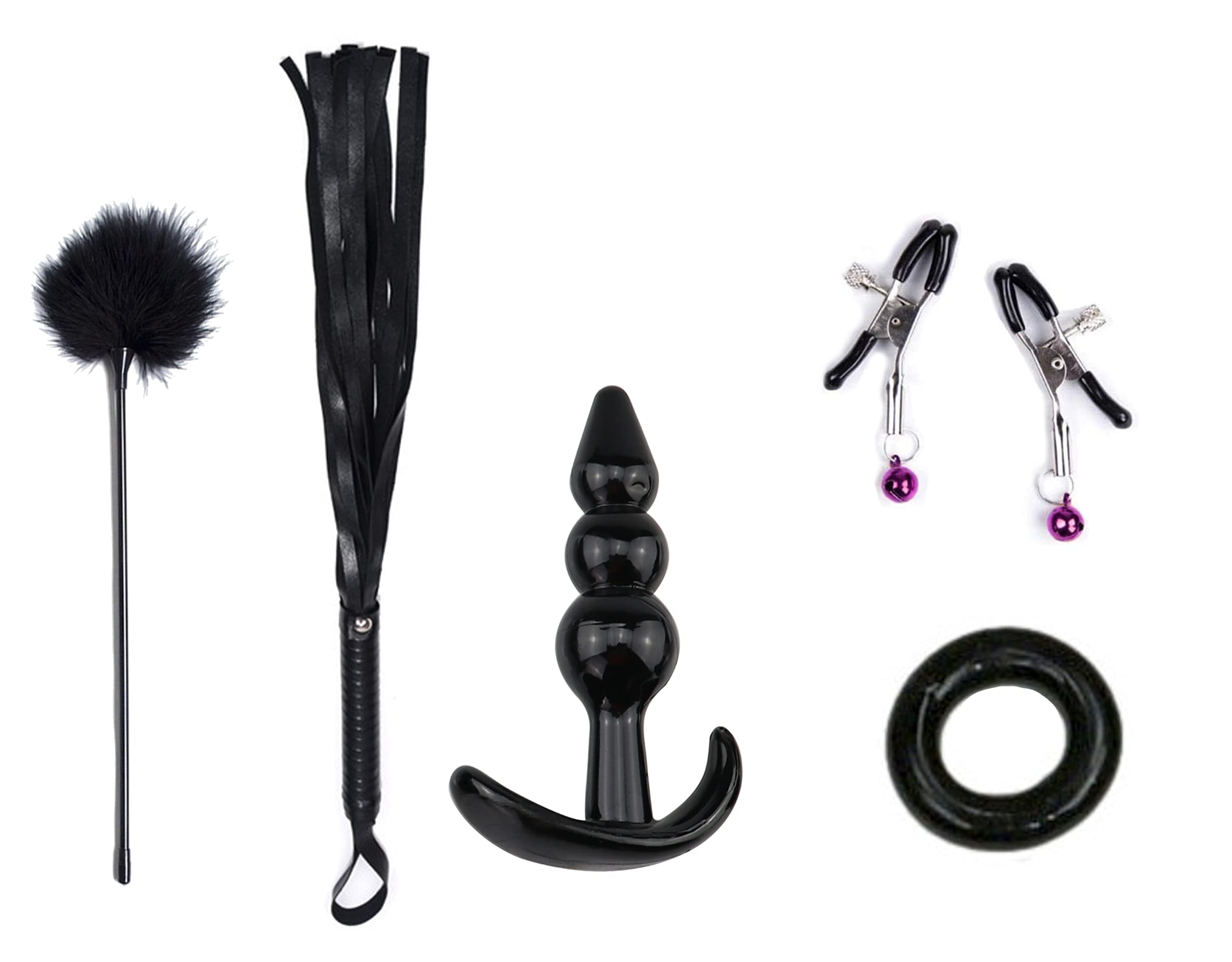 Ensemble de Servitude BDSM Composé de 18 Articles Parfait pour les Débutants, Menottes SM Avec Masque pour les Yeux et Sex Toys Érotiques pour Couple, Noir