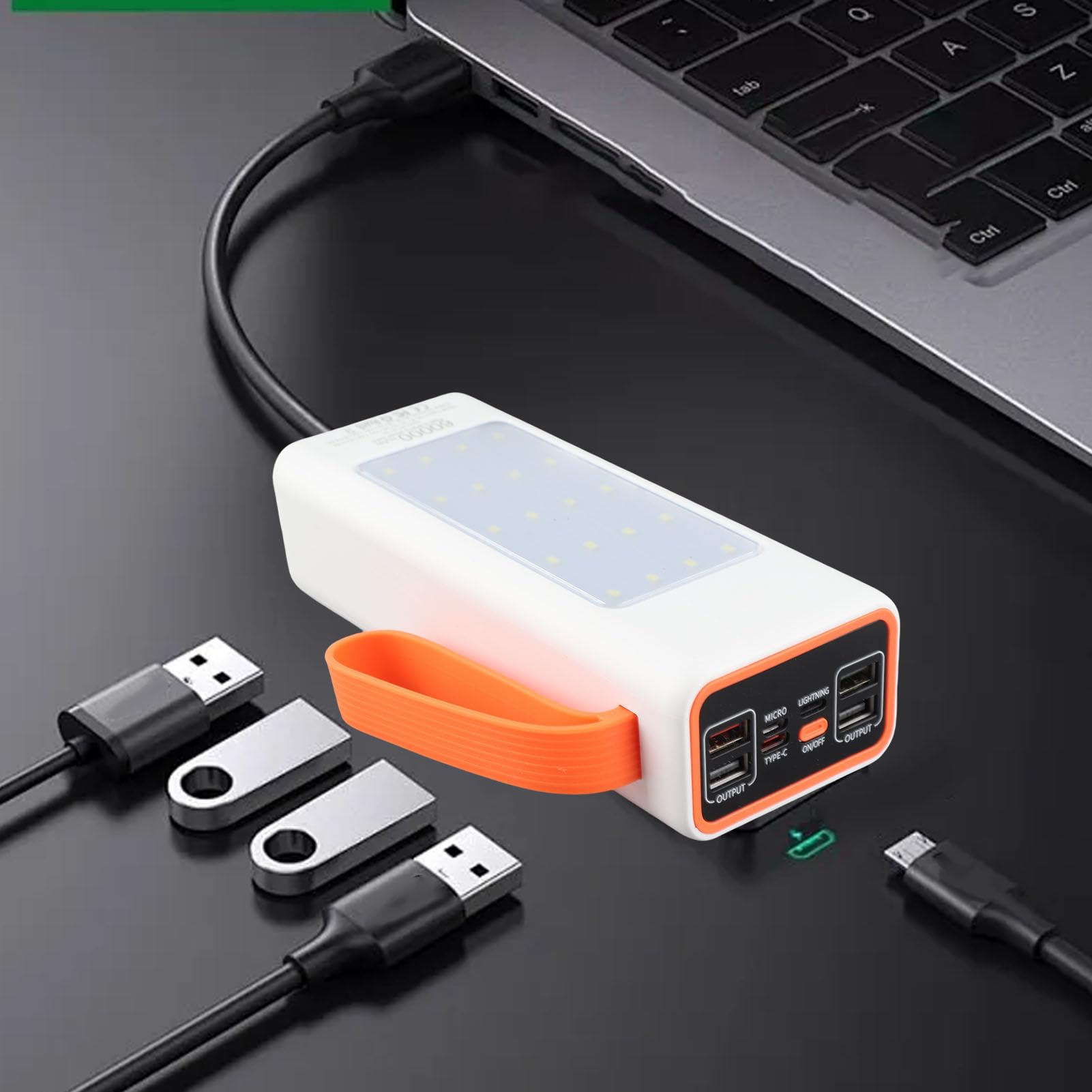 Cuifati Caricatore Portatile a Ricarica Rapida Power Bank da 60000 MAh QC4.0 Batteria Ad Alta capacità con Luce a LED per Alimentatore di Emergenza da Viaggio all'aperto da Campeggio (WHITE)