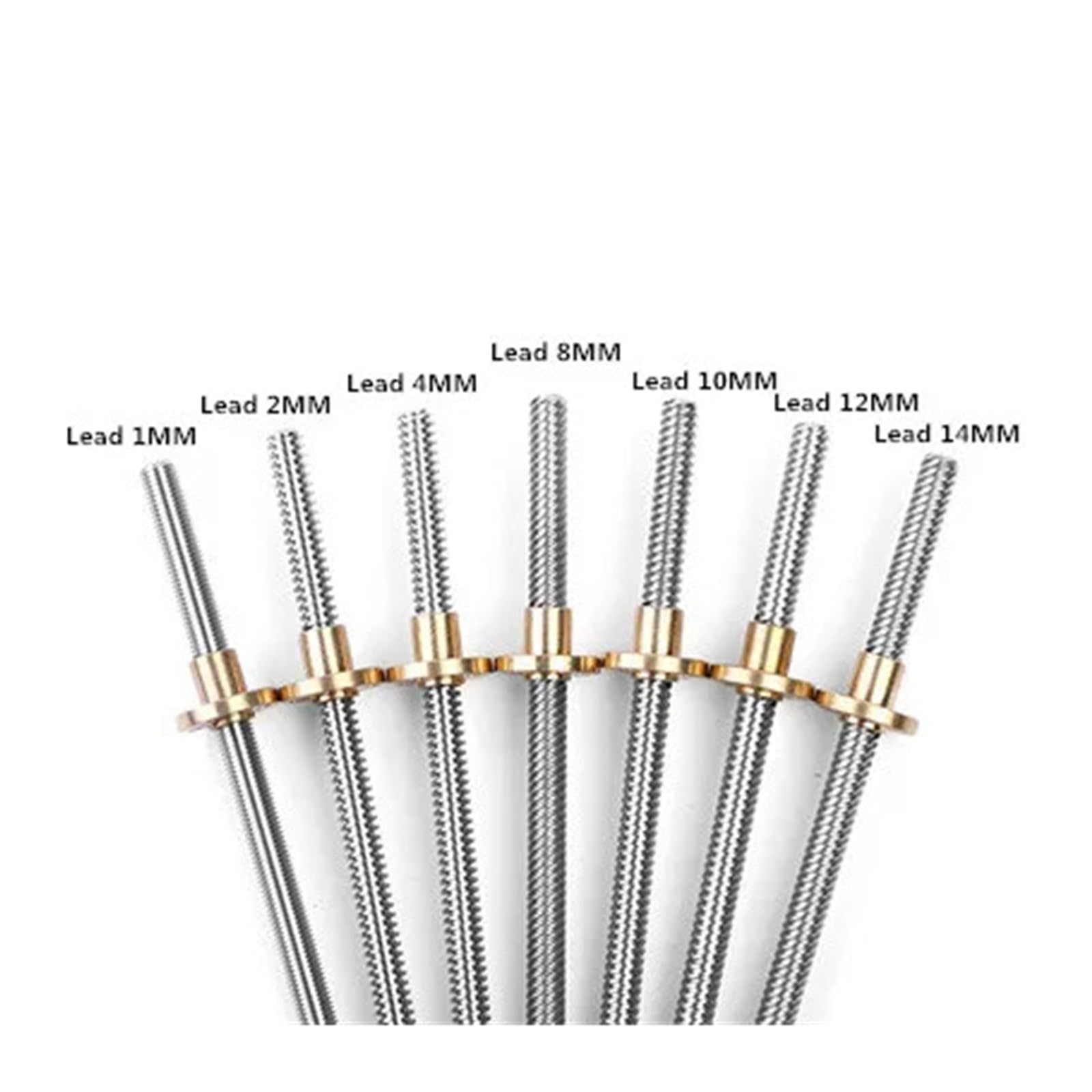Metal Ball Screw nut 1PCS T8 Trapezoidal Rod Lead Screw Thread 8mm Lead 4mm with Brass Nut L=150mm-1000mm(500mm)