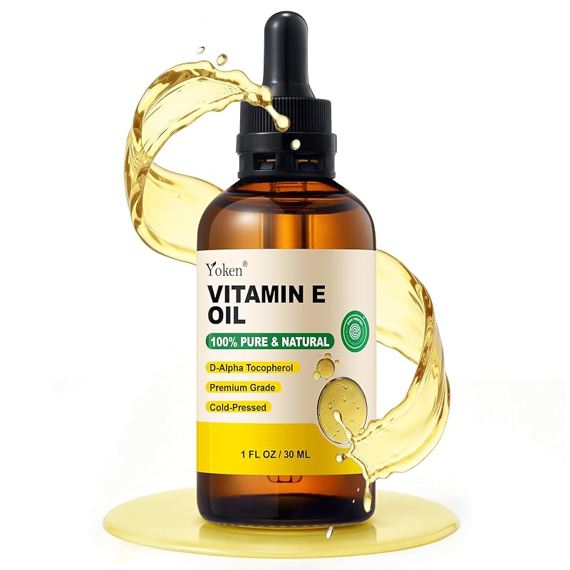 Óleo de Vitamina E Yoken para Pele, Rosto, Corpo e Cabelo, Frasco de Vidro, 30 mL