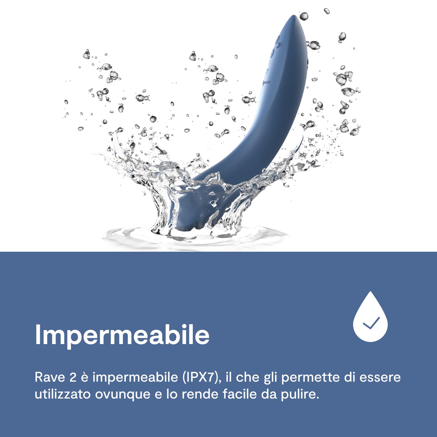 We-Vibe Rave 2 Stimolatore del punto G - Vibratore controllato da app - Massaggiatore interno - 10 modalità di vibrazione - Giocattoli sessuali di coppia impermeabili e ricaricabili - Blu