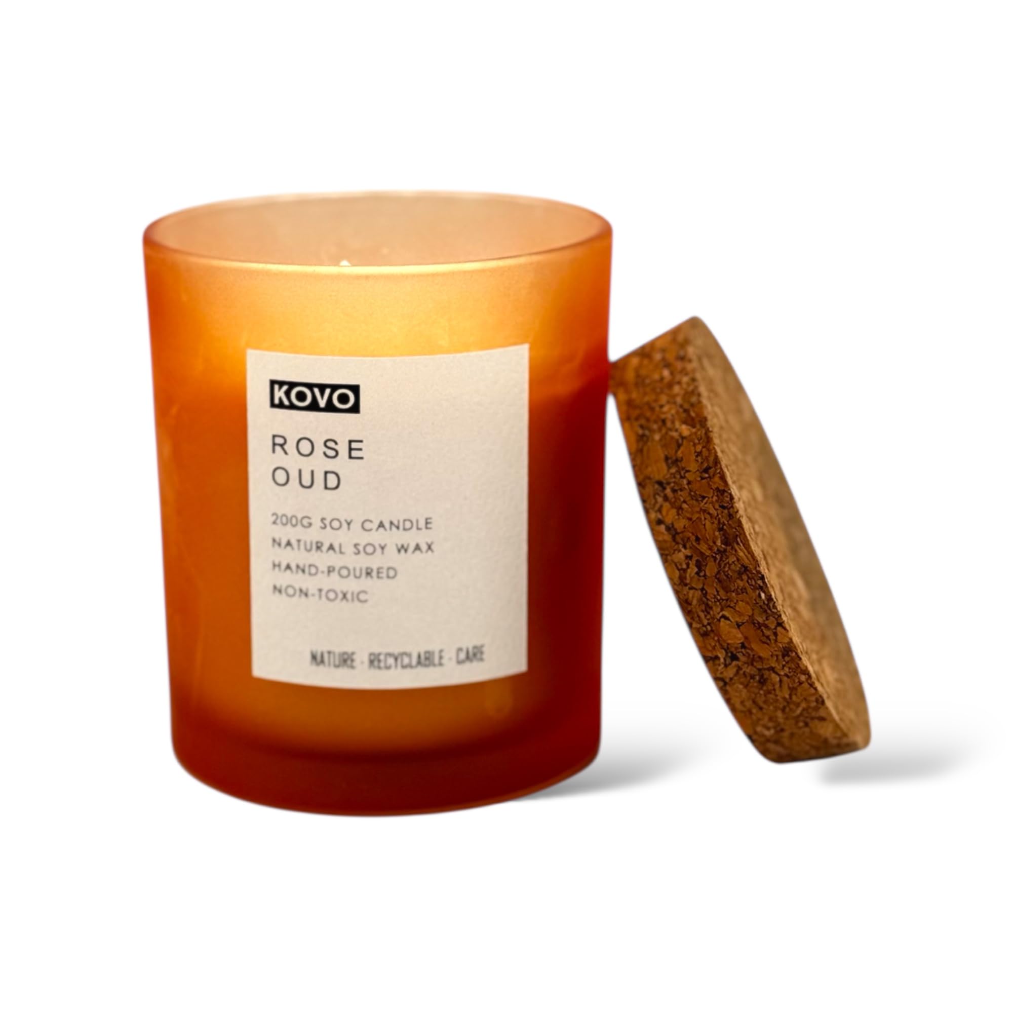 Rose Oud Soy Wax Candle, Hand Poured, 200g 50+ Hour Burn Time – Floral Aromatherapy Gift for Women & Men – Ideal for Relaxation, Home Décor, Bath, Yoga