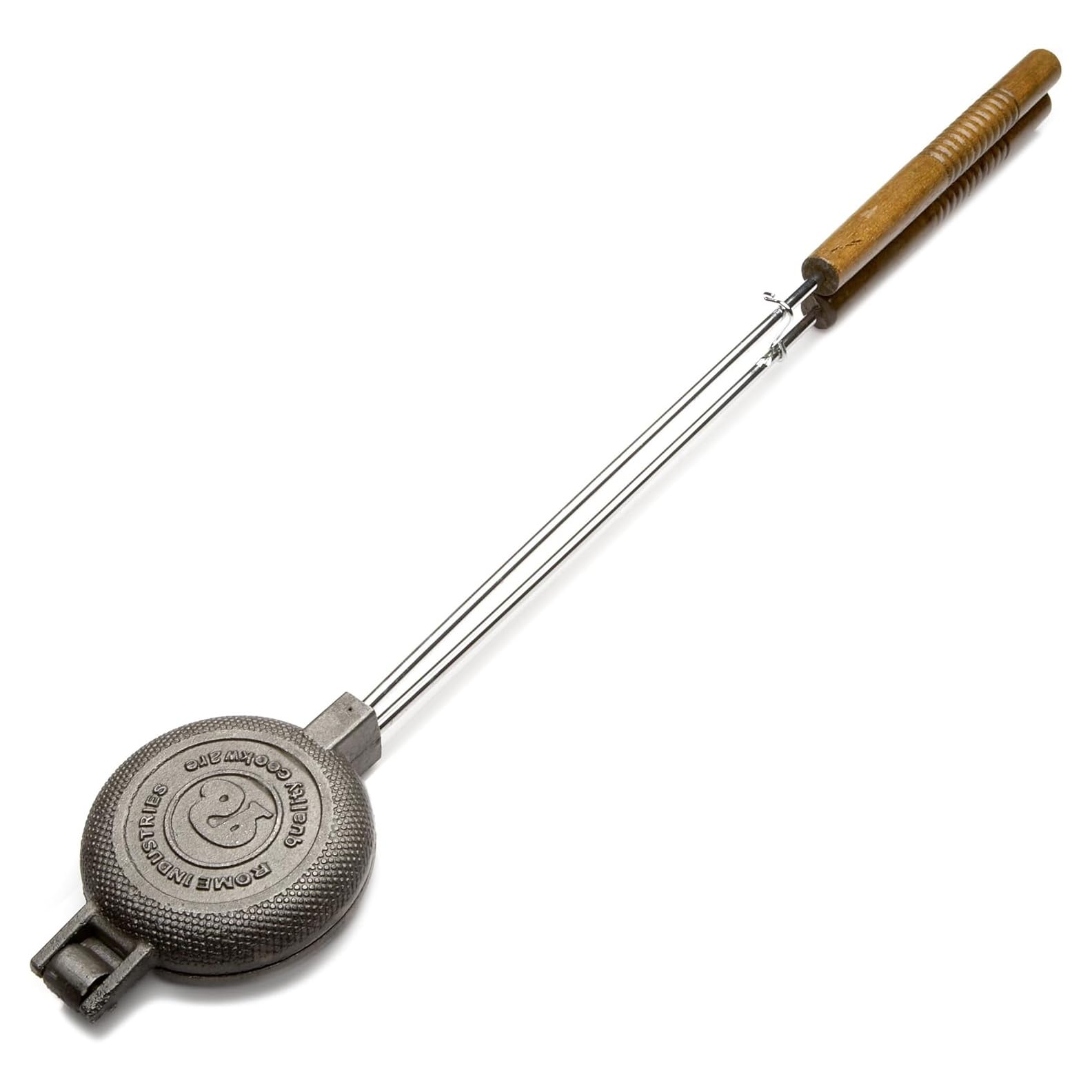 Rome's Round Pie Iron with Steel and Wood Handles