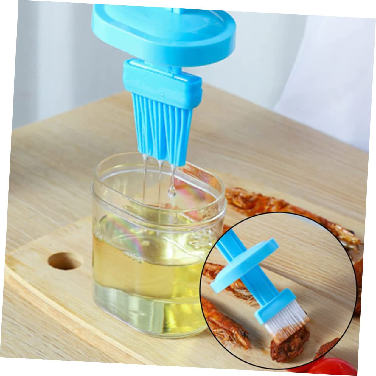 OFFSCH 4pcs Convenient Oil Brush Ergonomic Design for Cooking and Bbq Multi-function Pastry Brushes Basting Integrated Lid for Easy Use for Camping and Home Cooking