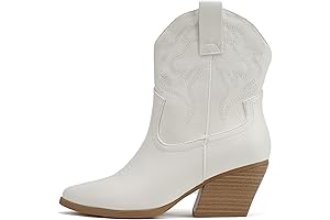 White Western Ankle Boots for Women