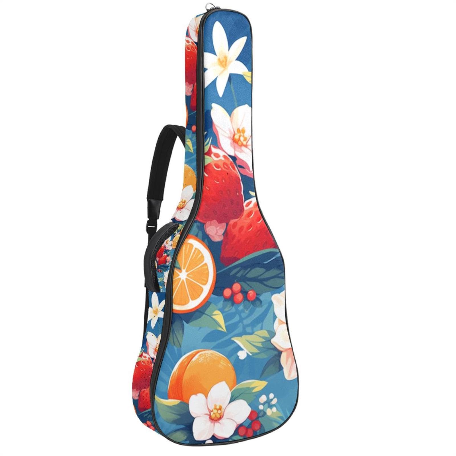 NUEAHEDN Cartoon Fruit Guitar Bag 40 41 42 In 2 Pockets Guitar Case Waterproof Guitar Case Resistent Oxford Cloth 0.4 In Extra Thick Sponge Padded for Acoustic Guitar