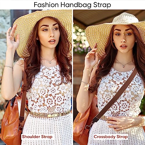 Image of Purse Strap Wide Replacement Crossbody Bag Straps, 1.5 inch Canvas Handbag Shoulder Strap, Adjustable Tote Belt (1.5 inch Brown /Gold Buckle)