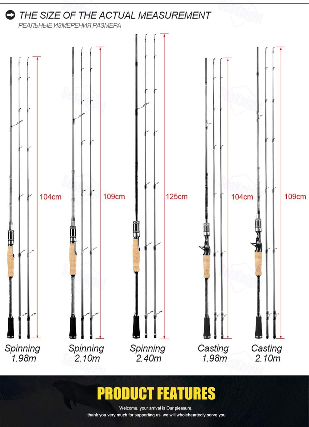 Fishing Rod 1.98M 2.1M 2.4M Spinning Casting Rod 2 Tips M ML M MH 2 Sections Fishing Rod MF Action (Color : 210cm Spinning M-MH)