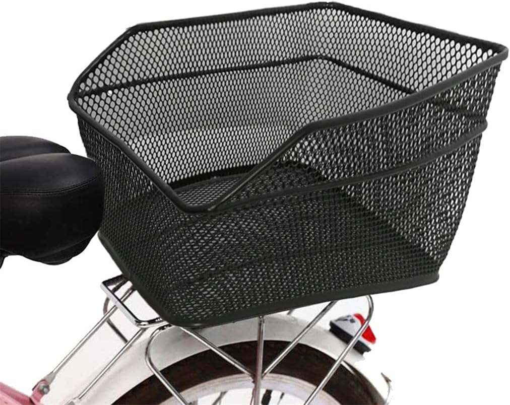 Rear Bike Basket Large Capacity Metal Wire Bicycle Bag Waterproof Rainproof Cover