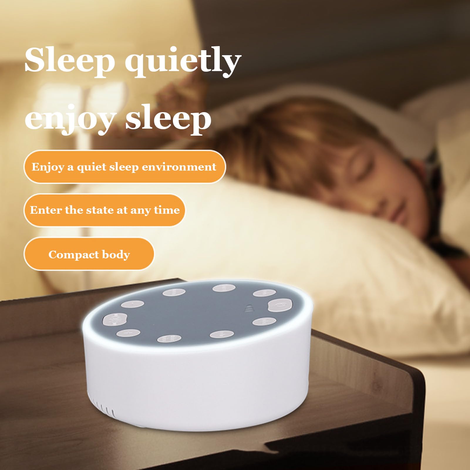 Macchina per Dormire con Rumore Bianco, Suono di Meditazione, 6 Suoni rilassanti, Luce Ambientale moderata, 3 Timer Portatile, Terapia per Bambini e Adulti