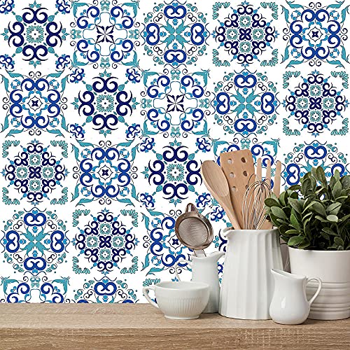 Vinilos Pared Cocina Estilo Bohemio Azul Vinilo Adhesivo Cenefas Adhesivas Baño Cocina Azulejos Decorativos Adhesivos Ba… - Imagen 3