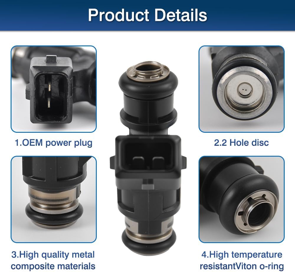 25335288/25344543/892123001, Fuel Injector Set of 4, Compatible with Mercury 40HP-60HP Outboard 2002-2006