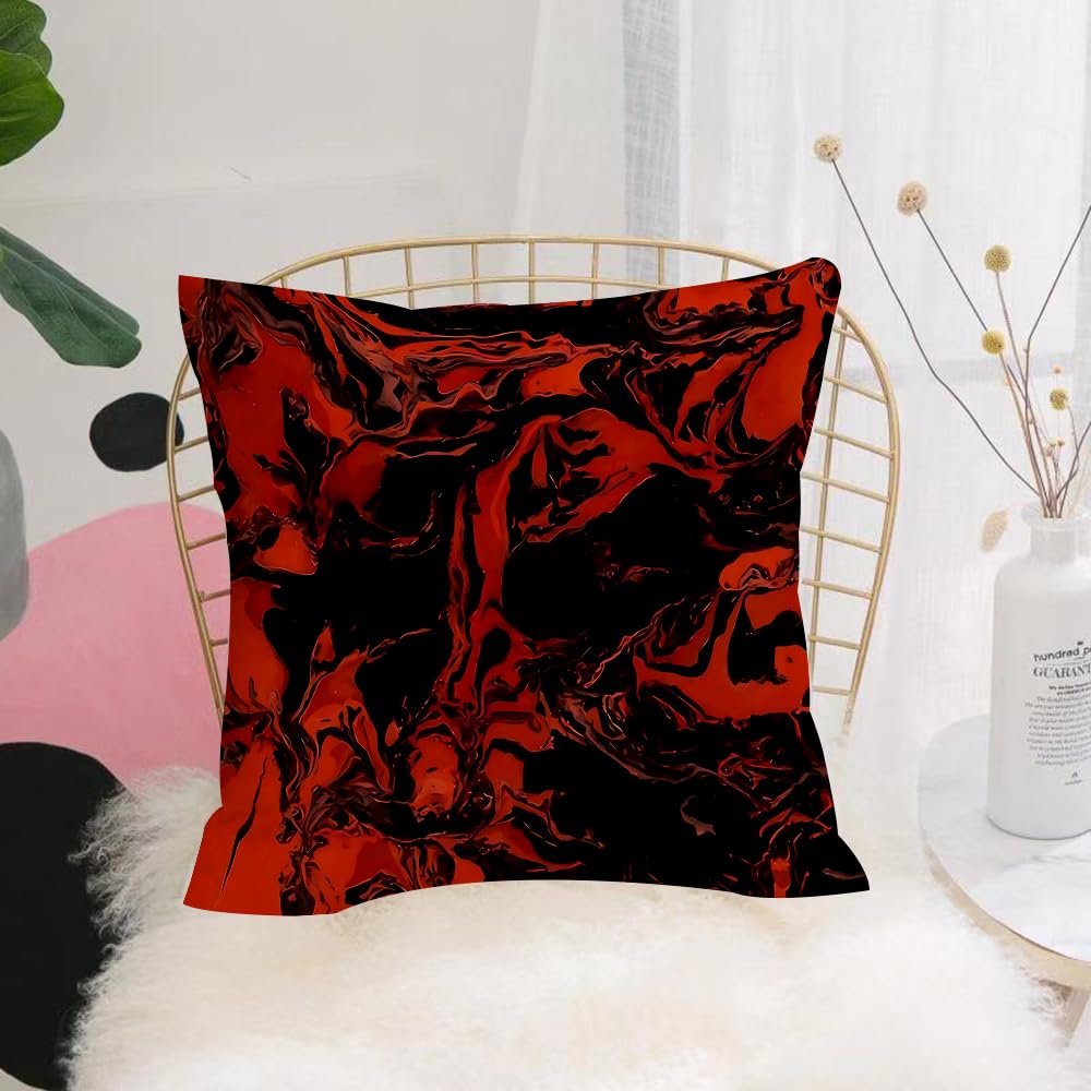 HYOSXW Cushion Cover,Throw Pillow Case Home Decorative for Living Room Bedroom Sofa Chair 16X16 Inch,Black and red,twined liquid, flowing texture,Pillowcase 40X40cm