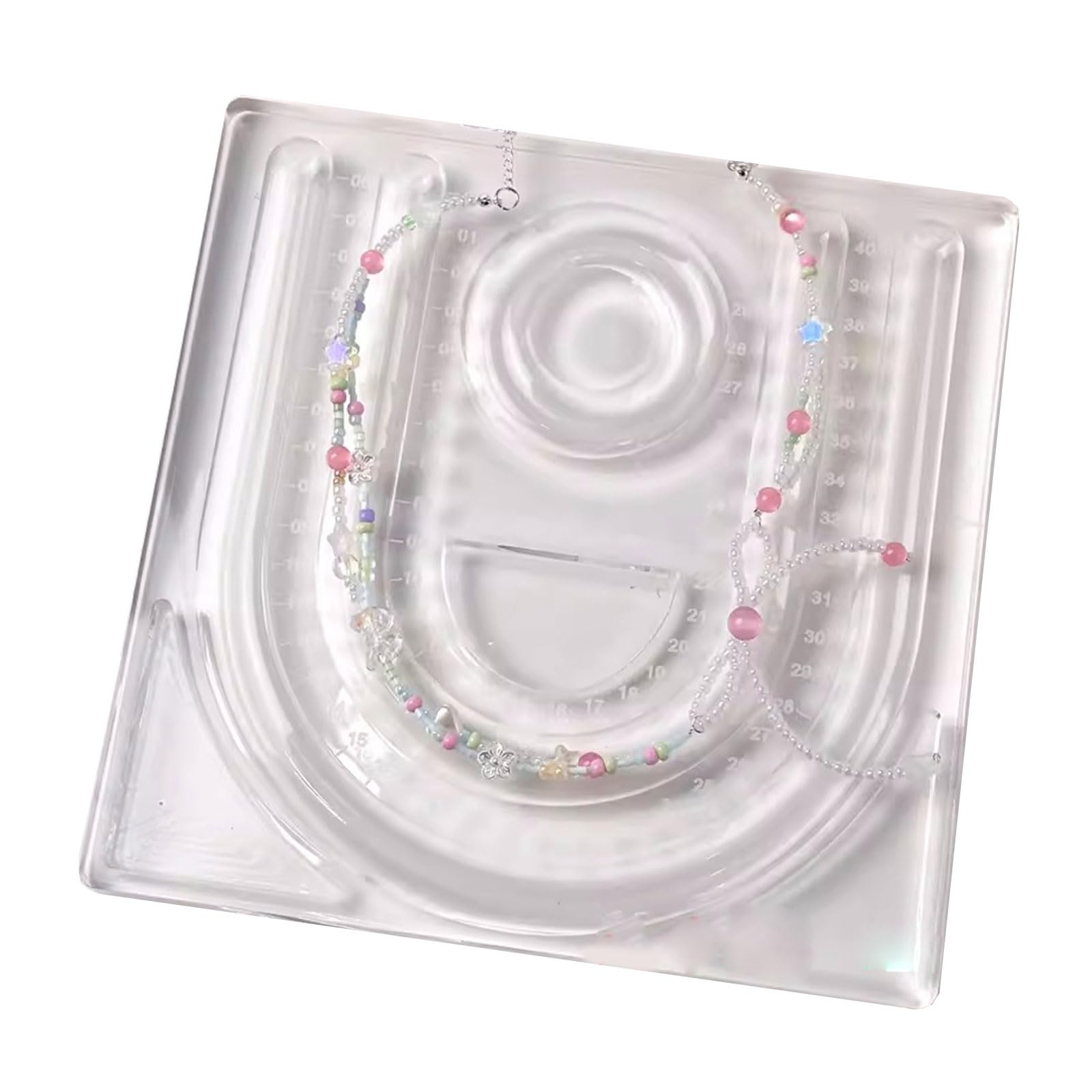RAFGALDEX Professional Beadwork Platform Necklace Designs Mat Acrylics Jewelry Beading Tray with Circular and Straight Grooves Jewelry Station