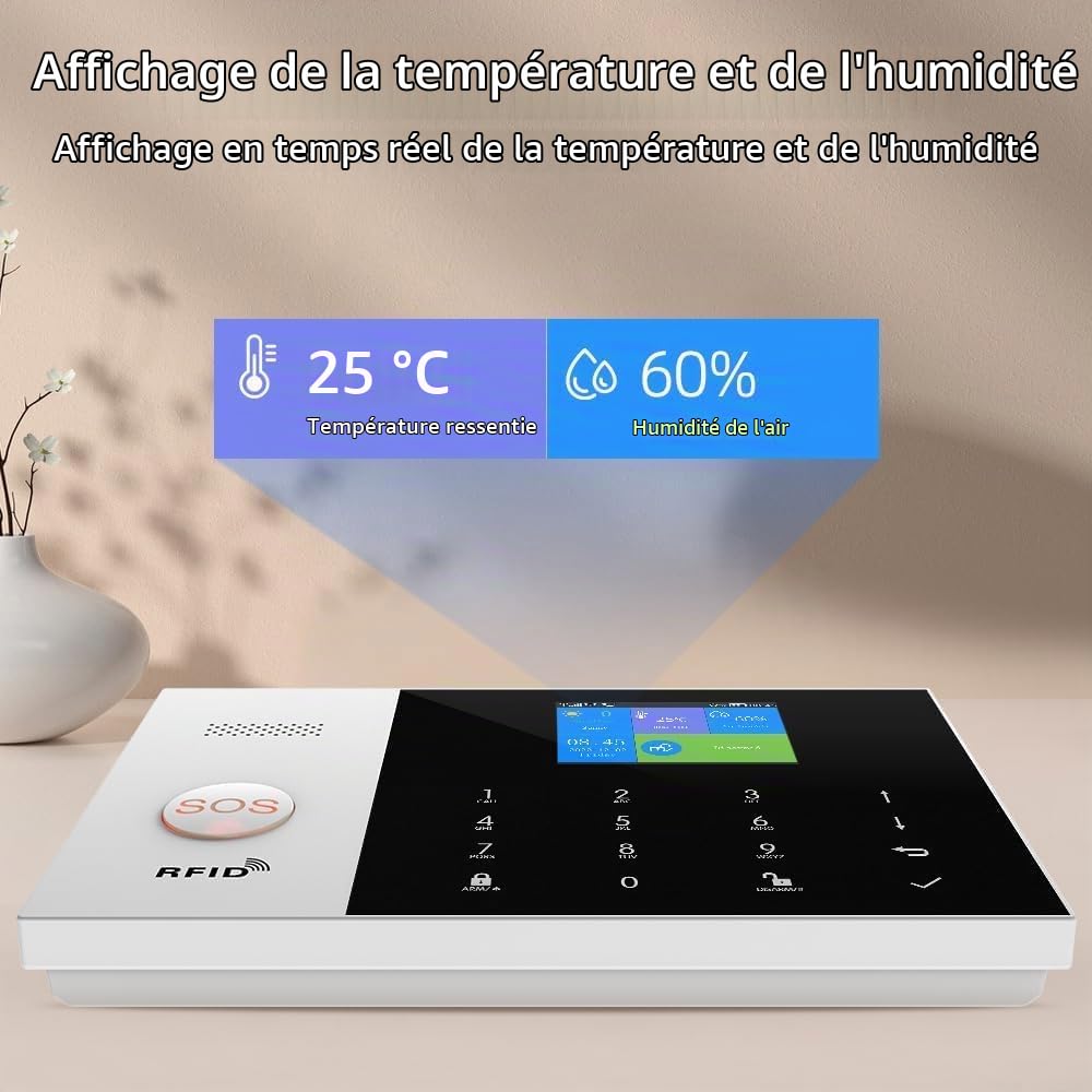 Système de sécurité domestique WiFi avec sirène, capteurs de mouvement PIR, télécommandes, capteurs de fenêtre/Porte (24pcs-Alarm Kit)