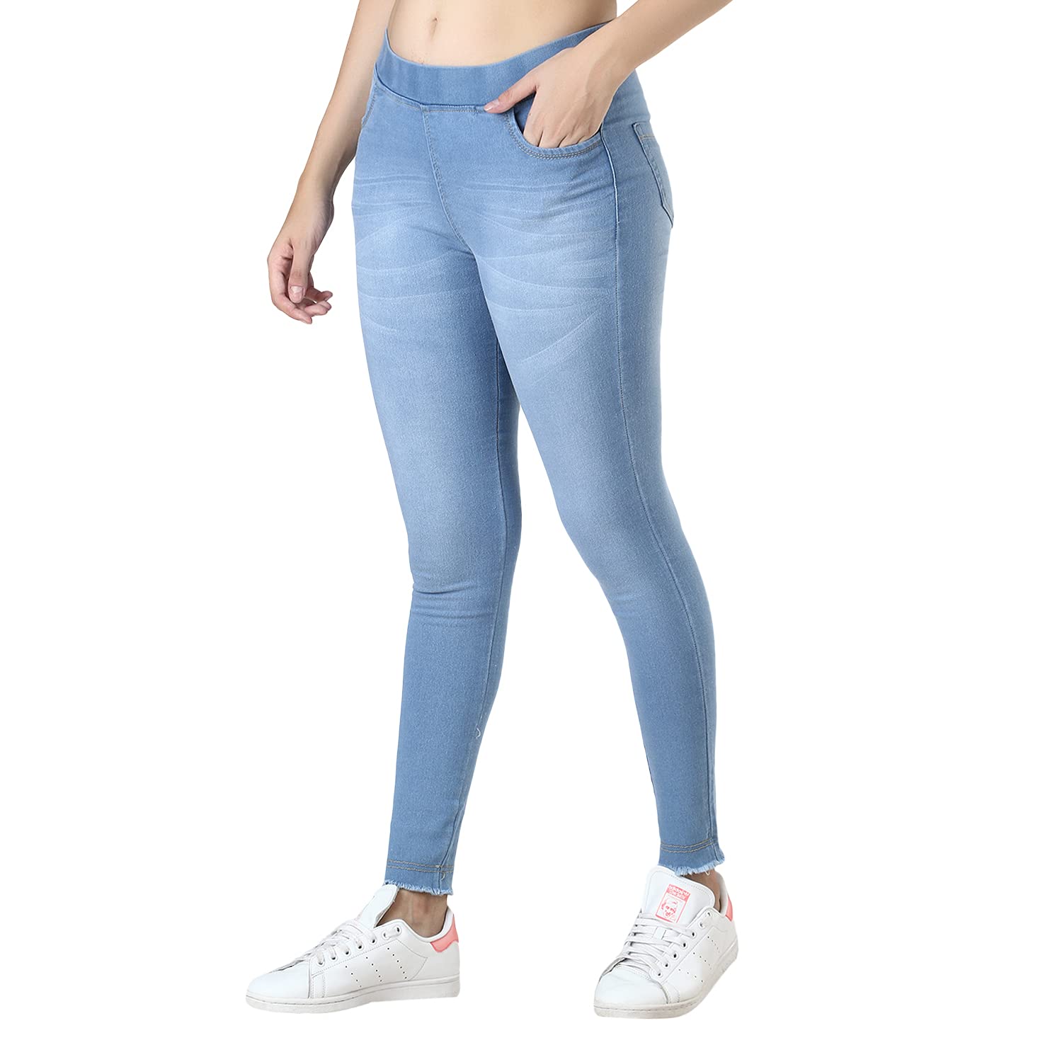 ZXN Clothing Wishker Shade,Girls & Womens,Slim Fit,Stretchable Denim Jegging,High Rise,Ankle Length Size Upto 26 to 40 Ice 2