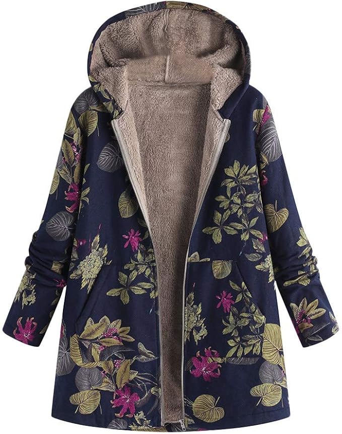 Women Winter Jacket Winter Coat Quilted Jacket Floral Pattern Coat