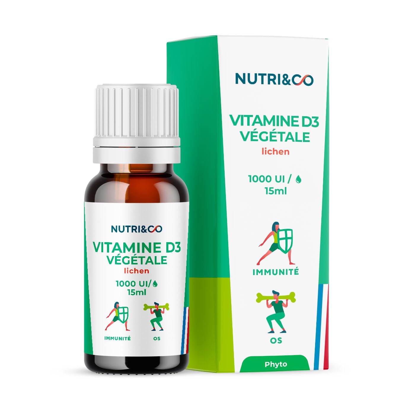 Nutri&CO Vitamine D3 Végétale | 1000 U.I par Goutte | Os, Immunité | 15ml