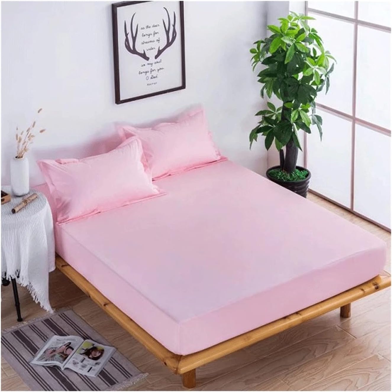 Amazon｜ボックスシーツ フラワーズパターン100防水タイプ 防水シーツ ベッドシーツ シングル/セミダブル/ダブル/キング マットレス