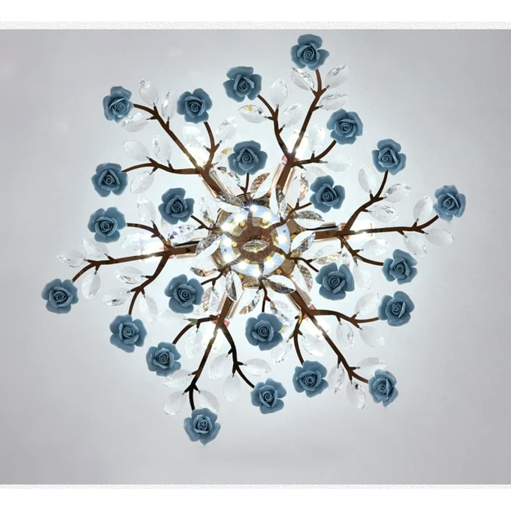 Żyrandol, lampa wisząca kryształowa lampa sufitowa z niebieskim, oprawa świetlna LED do sypialni, salonu, jadalni, dekoracja dla dziewczynki (D70xH28cm)