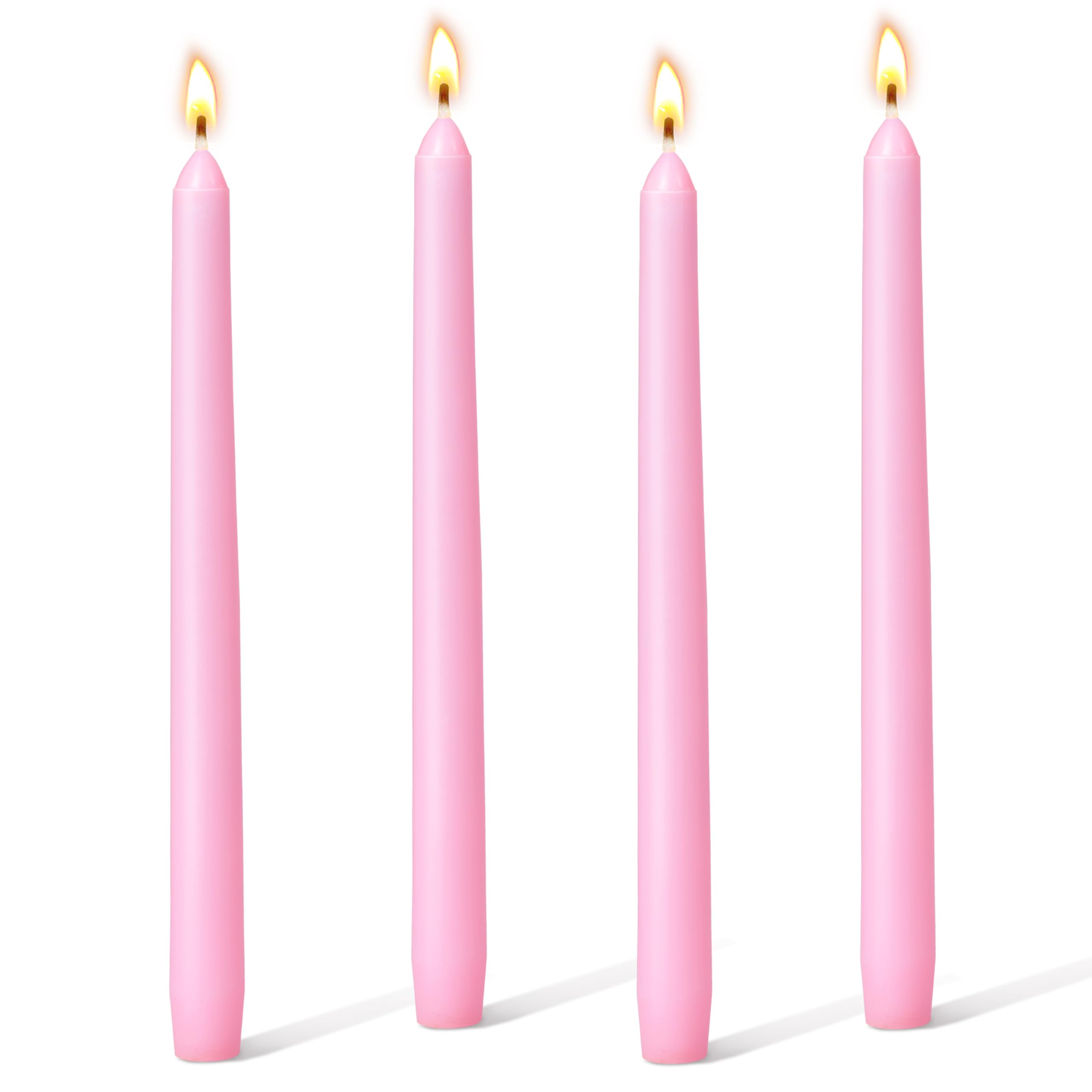 BYTYO Tapered Dinner Candles - Pink - Pack of 4 - Unscented - 7.6 Burning Hours