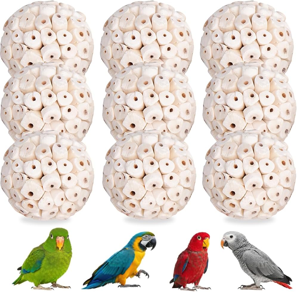 12 Pack Bird Toy Sola Balls, Natural Parrot Soft Chew Shredding & Foraging Toy, Bird Foot Balls for Cockatiel Conure Quaker Budgie Parakeet Bunny Guinea Pig Chinchilla Rabbit