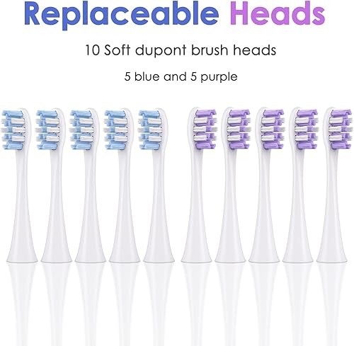 Miniatura 6 de SARMOCARE Paquete de 2 cepillos de dientes eléctricos sónicos para parejas adultas, cepillo de dientes eléctrico recargable incluye 1 adaptador de