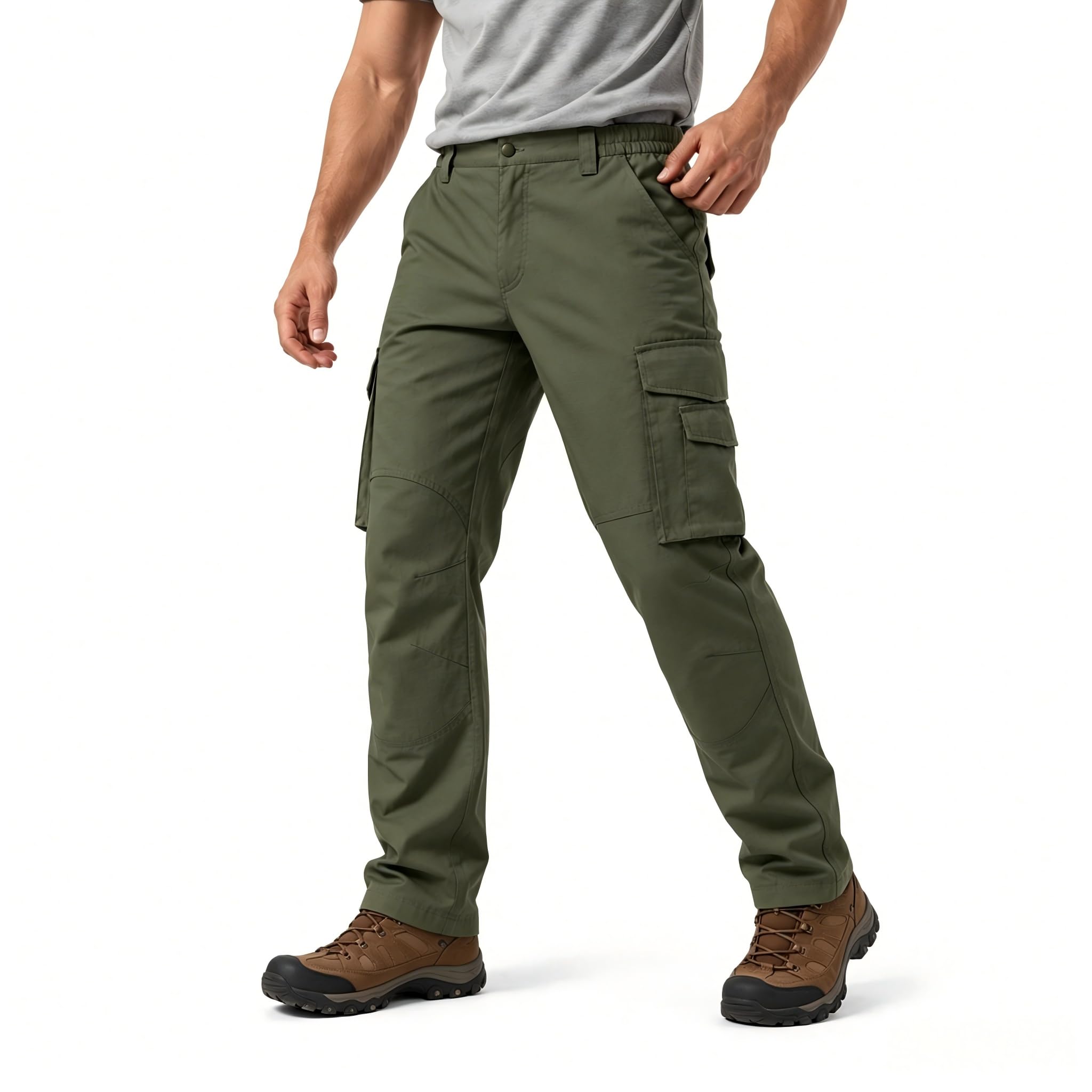 ZITY Pantaloni Cargo Uomo Tattici Ripstop con Multi Tasche, Pantaloni Outdoor da Lavoro per Trekking Escursionismo e Uso Quotidiano