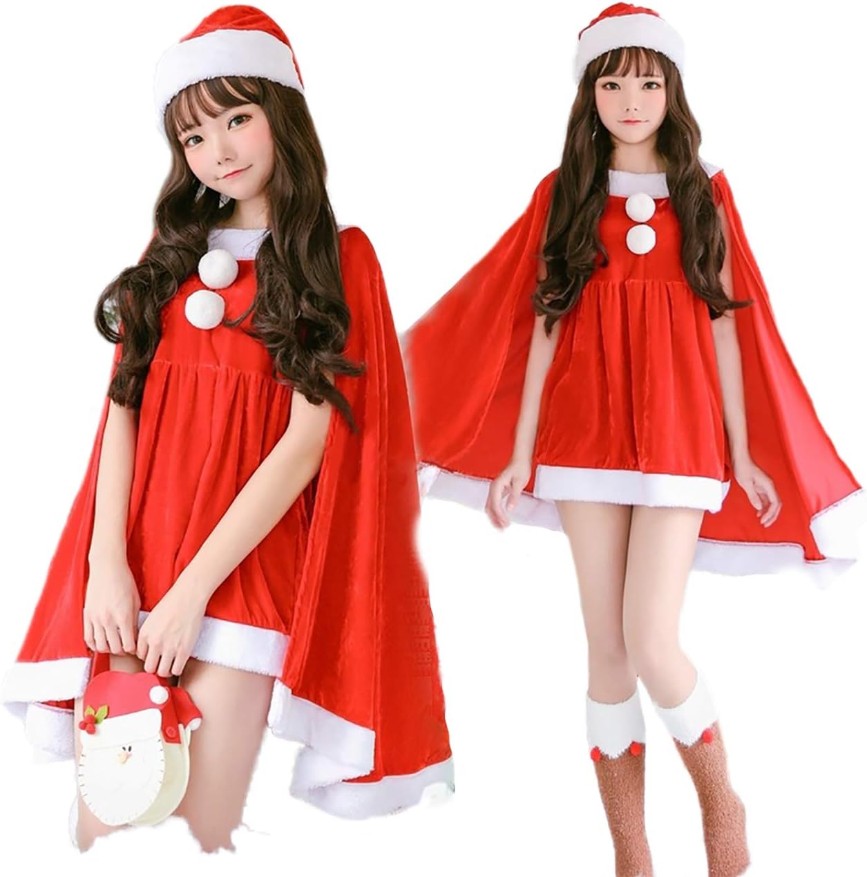 [milky time] クリスマス サンタ コスプレ 衣装 ゴスロリ サンタクロース 3点セット ポンチョスリー...