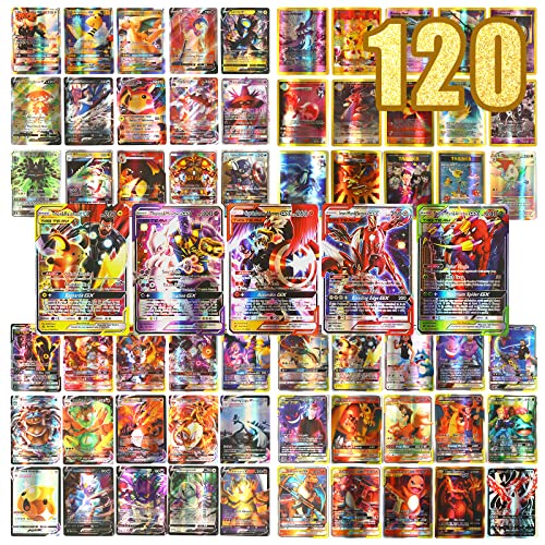 Seoenz 120 Stück Vmax Karten - Vmax Sammelkarten GX Vstar EX Custom Cards Collection - Shiny Rainbow Karte Box für Kinder Keine Wiederholung Englische Version Non Originale Cover