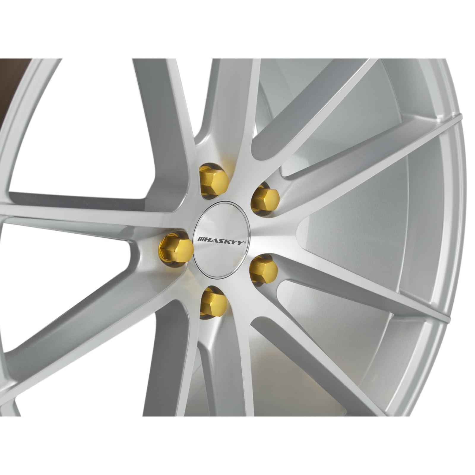 HASKYY 20 Nakrętki kół Kołnierz kulowy M14 x 1.5 x 31mm Wybór kolorów Aluminium Anodowane Kula R14 SW19 I Kompatybilne z Porsche (Złoto)