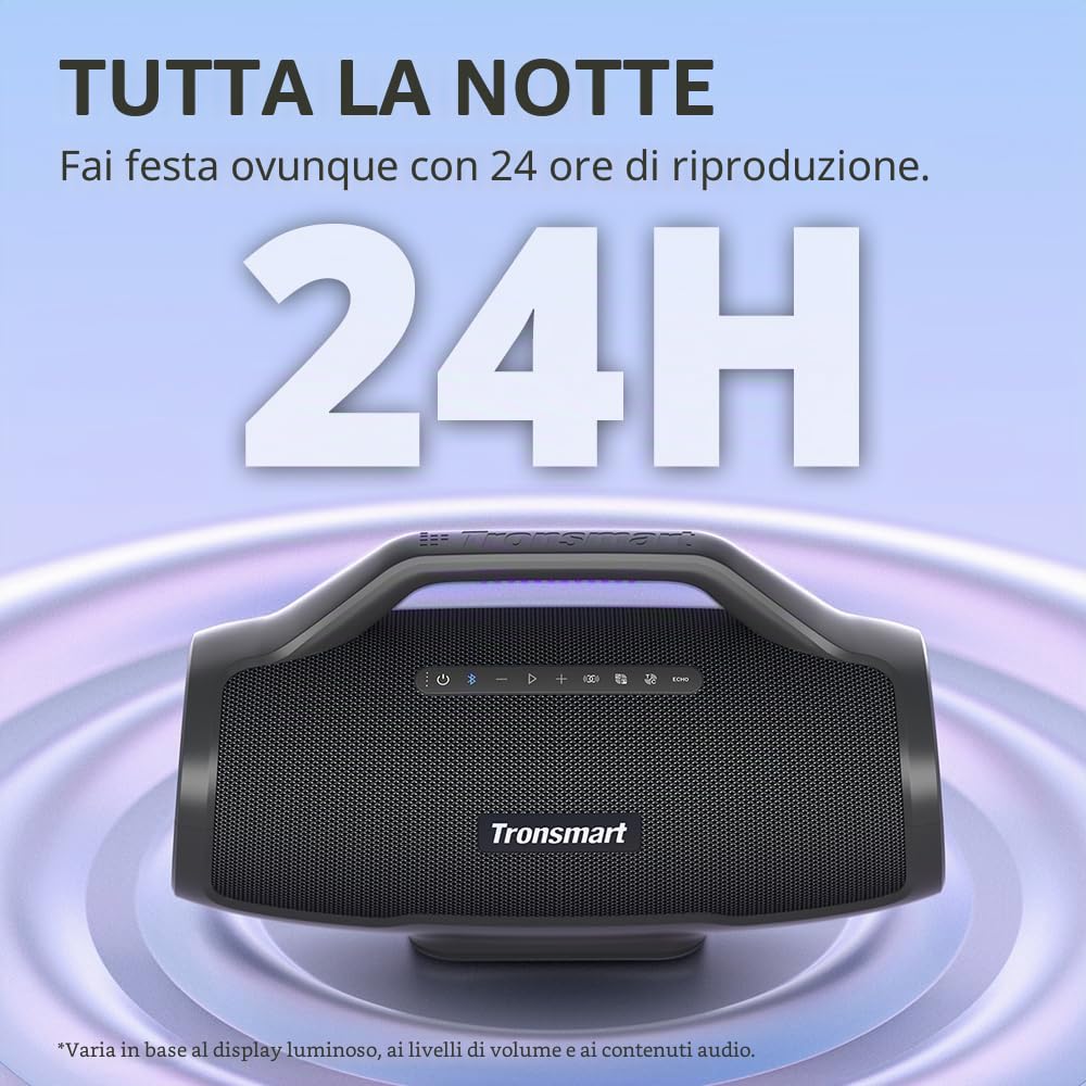 Tronsmart Bang MAX Cassa Bluetooth Potente 130W, Altoparlante Bluetooth 5.3, Luci a LED e Impermeabile IPX6, Fino a 24H di Autonomia, Tripli Radiatori Passivi-Bassi con AUX, TF, App, Foro per Chitarra