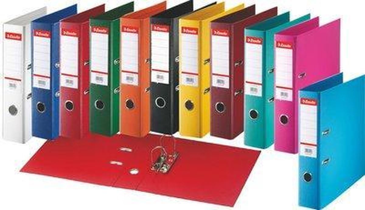10 raccoglitori in plastica Esselte standard, DIN A4, 50 mm, colori assortiti