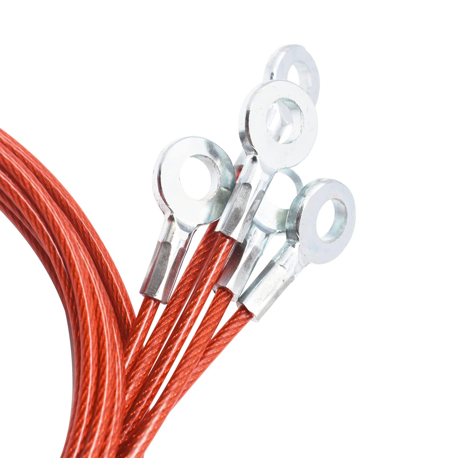 1/8"(3mm) Wire Diam Galvanized Steel Cable Eyelets Ended Short Rope Lanyard Safety Tether Chain Lock with Vinyl Coated Cover, 5 Pcs Red 35"/90cm Length