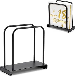 Napkin Holder for Table ModernUpright Napkin Holders for Kitchen and Dining | Sturdy Matte Black Iron Nonslip Base One Hand Pull Great For Dining Parties Travel And Organizing Mail And Notes Compact