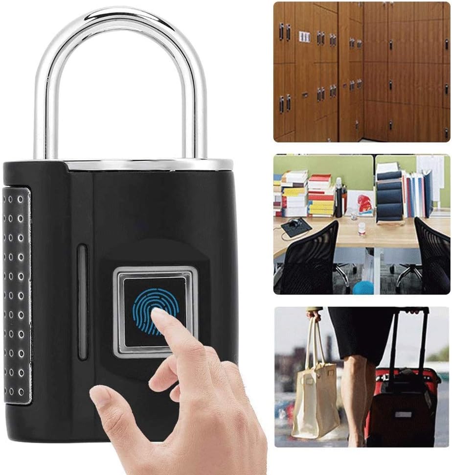 Smart Fingerprint USB Charge Lock Padlock Smart Keyless Fingerprint Door Lock Padlock for Suitcase Gym Locker Cabinet and More