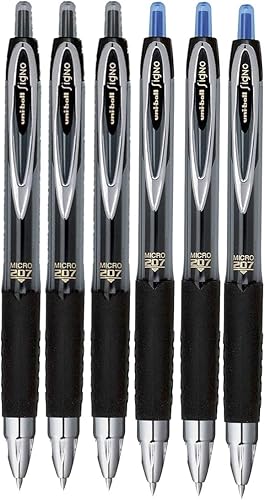 Miniatura 7 de Uni-ball Signo 207 Bolígrafos de gel retráctiles, punta micro (0.020in), tinta negra, 6 unidades, paquete con bolsa de plástico reutilizable