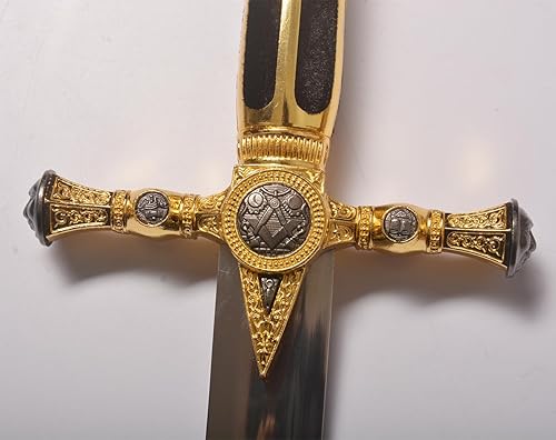 Miniatura 9 de Espada medieval de acero inoxidable con estrella de David para cosplay, colección, 33.1 pulgadas