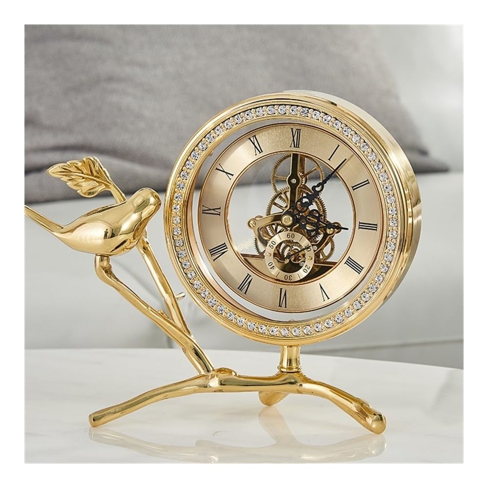 Wecker, Schreibtischuhr, geräuschlos, Kupfer, Retro, 18,5 x 21, cm, for Wohnzimmer, Schlafzimmer, Büro