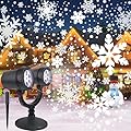 FABILERI Christmas Double Head Snowflake Projection Lights, Outdoor LED Christmas Lights IP65 Waterproof,Rotating Snow Lamp Brighter LED Landscape for Xmas Holiday Party Decoration