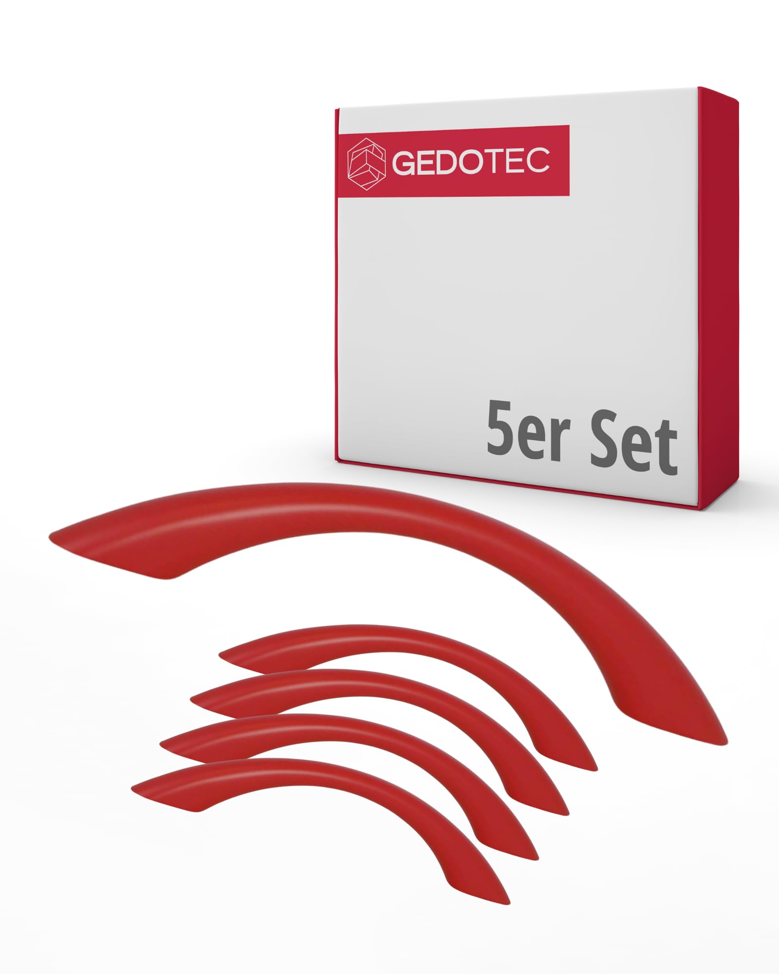 Gedotec Red Furniture Handles For Children's Rooms, Drill Spacing 96 Mm, Colour: Pack Of 5, Plastic Drawer Handles, Colour, Colourful Door Handles, Children's Furniture Handles, Narrow Handles,