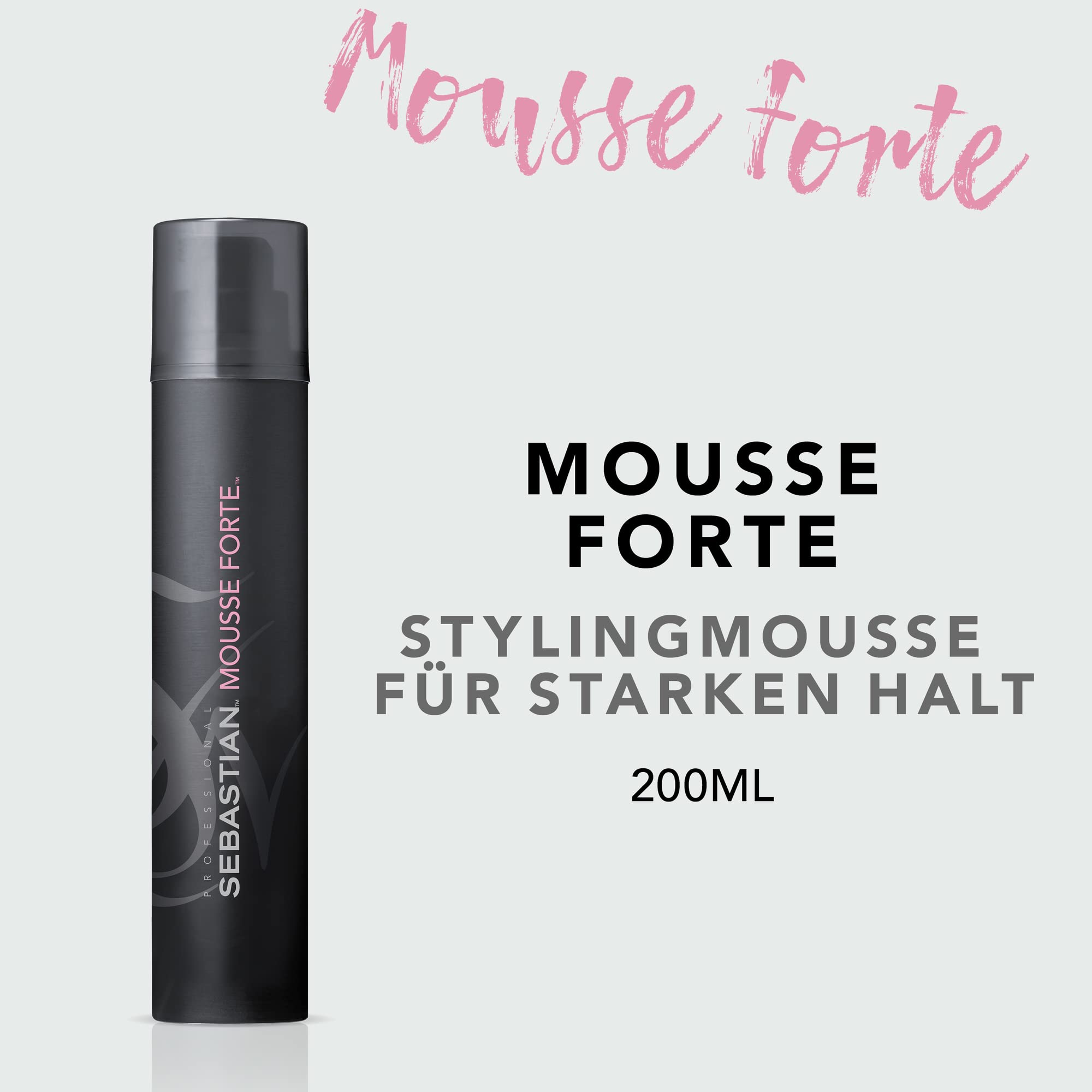 SEBASTIAN PROFESSIONAL Mousse Forte – Schaumfestiger mit Hitzeschutz (200ml) – Lockenschaum für definierte Locken und Wellen mit zusätzlichem Sonnenschutz – stärkt und schützt