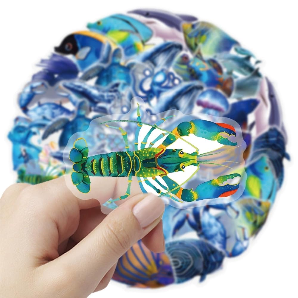 50 Pcs Ocean Animal Stickers for Kids Teens Adults Boys Girls Gift,Cartoon Sea Life Stickers Pack for Laptop,Skateboard,Luggage,Car,Bike,Cup,Computer,Water Bottle Decor,Vinyl Waterproof Decals - Image 3