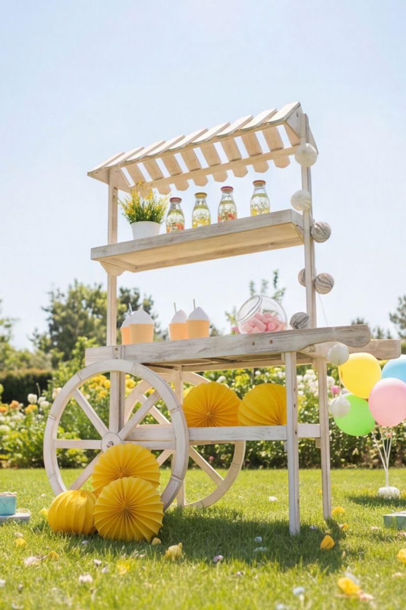 Regalos Miguel - Carritos Candy Bar - Carrito Candy Bar Madera Strawberry Envejecido - Madera Natural