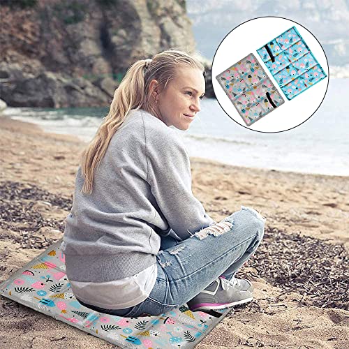 Anyingkai 2 Stück Sitzkissen Outdoor Faltbar, Sitzunterlage Outdoor, Sitzkissen Wandern Wasserdicht mit 2 Aufbewahrungstasche, Für Spielplatz Camping Wandern Picknick