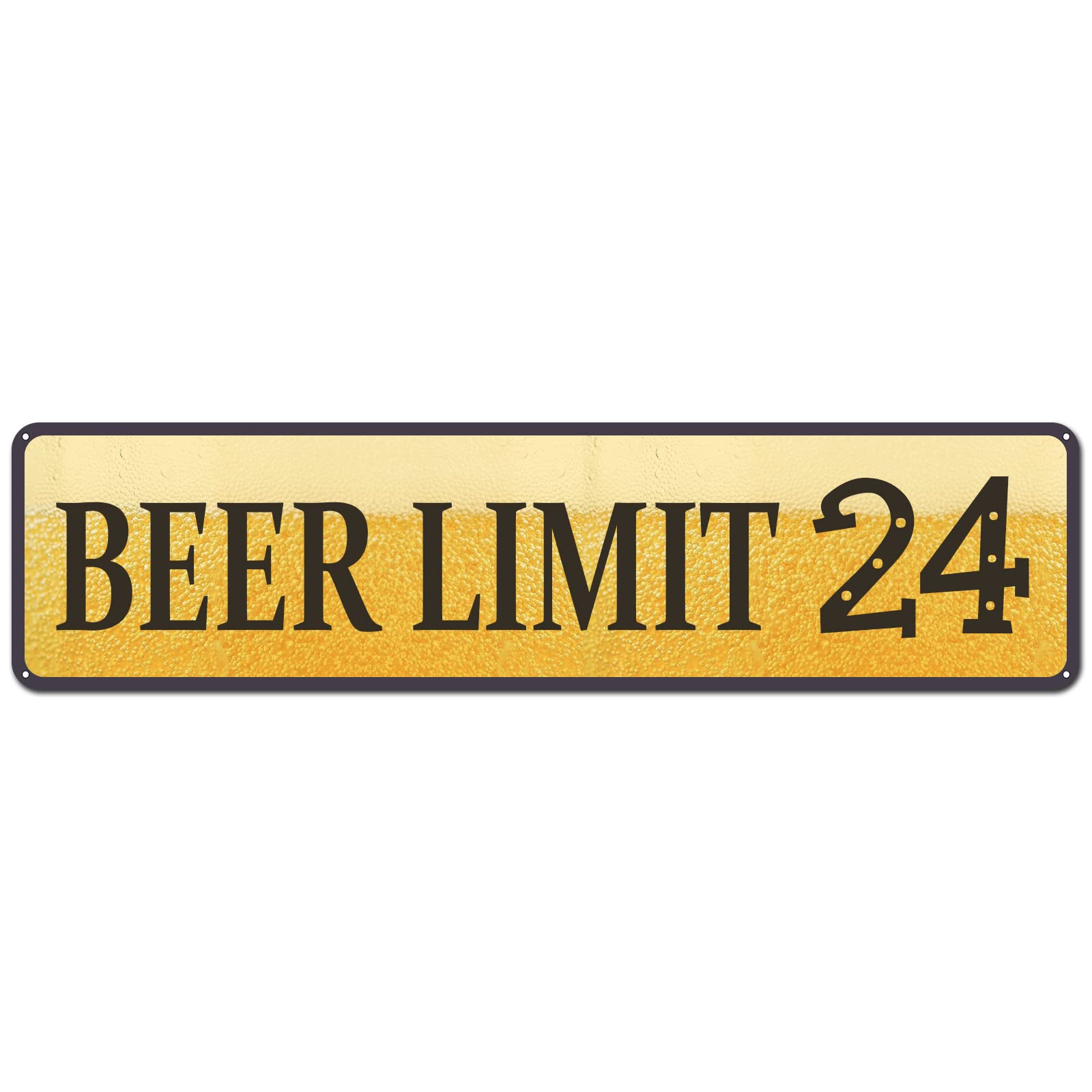 Beer Limit 24 Vintage Street Sign, 4x16 Inch Rustic Bar Themed Wall Decor, Retro Metal Tin Sign for Home, Bar, Garage, Farmhouse, Outdoor Patio, Man Cave, Waterproof Tin Sign, Durable Wall Art