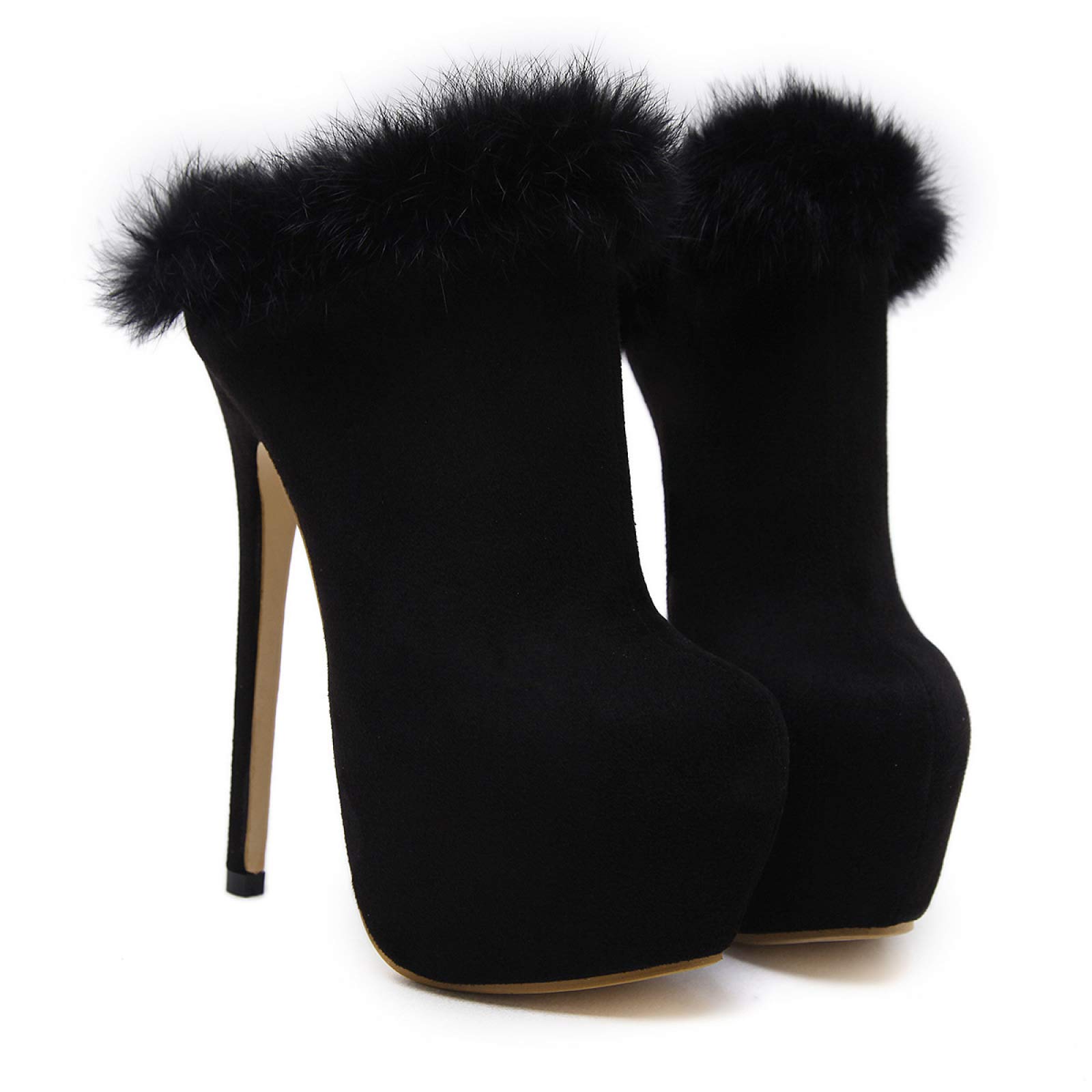 Tacchi Donna Tacchi Alti Tacco Alto Tacco A Spillo Nero con Plateau Alto Impermeabile Punta Tonda,Black-42