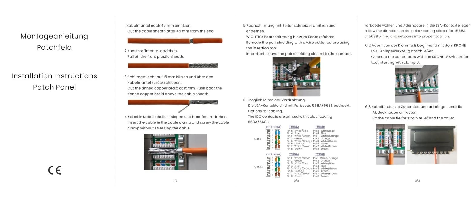 'Profesional Patch SCE Network – kat6 a CAT6 a Class EA 24 port Patch Panel Patch quemador de metal, Negro ral9004, STP 500 MHz, 10 Gbit, montaje en 19 el armario de red